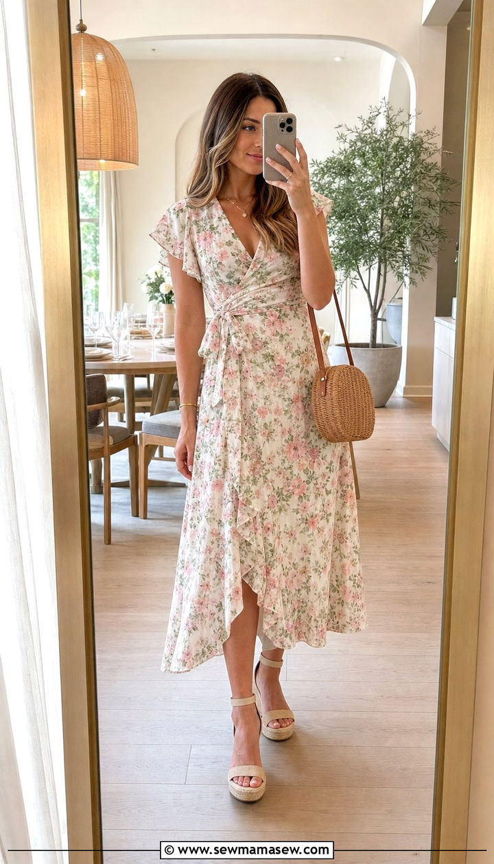 Floral Midi Dress Bridal Shower Outfit - 35 bridal shower outfit ideas