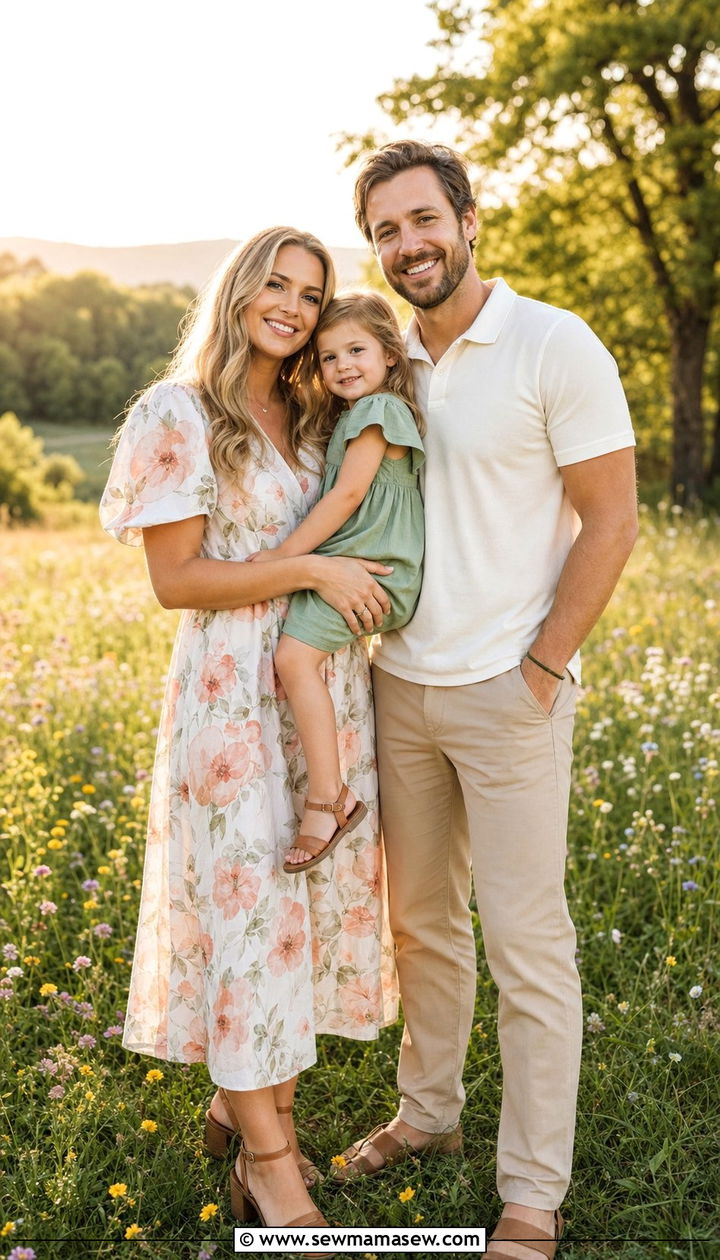 Floral Midi Dress Family Photo Outfits Spring 2026 - 25 Family photo outfit ideas spring 2026