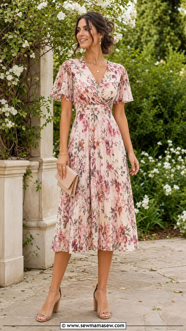 Floral Midi Dress For Wedding Guest - 35 Affordable wedding guest outfits