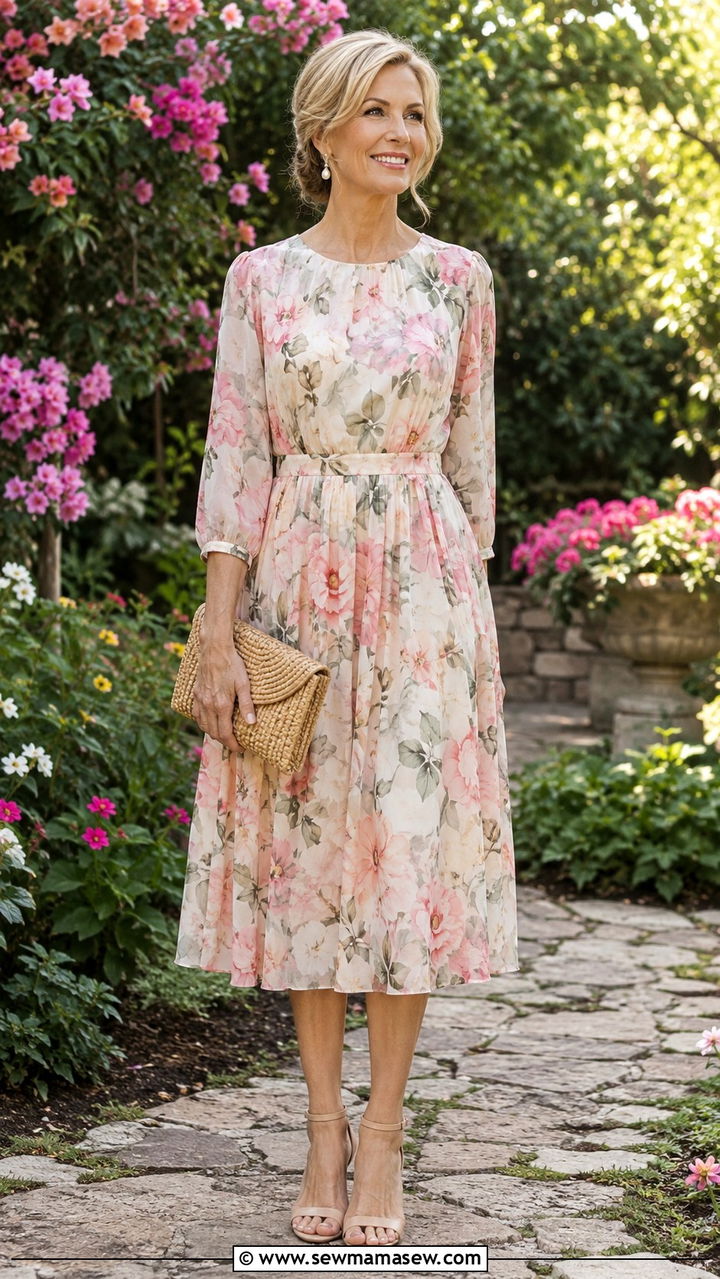 Floral Midi Dress Garden Party Retirement Outfit - 20 Retirement outfit ideas 2026