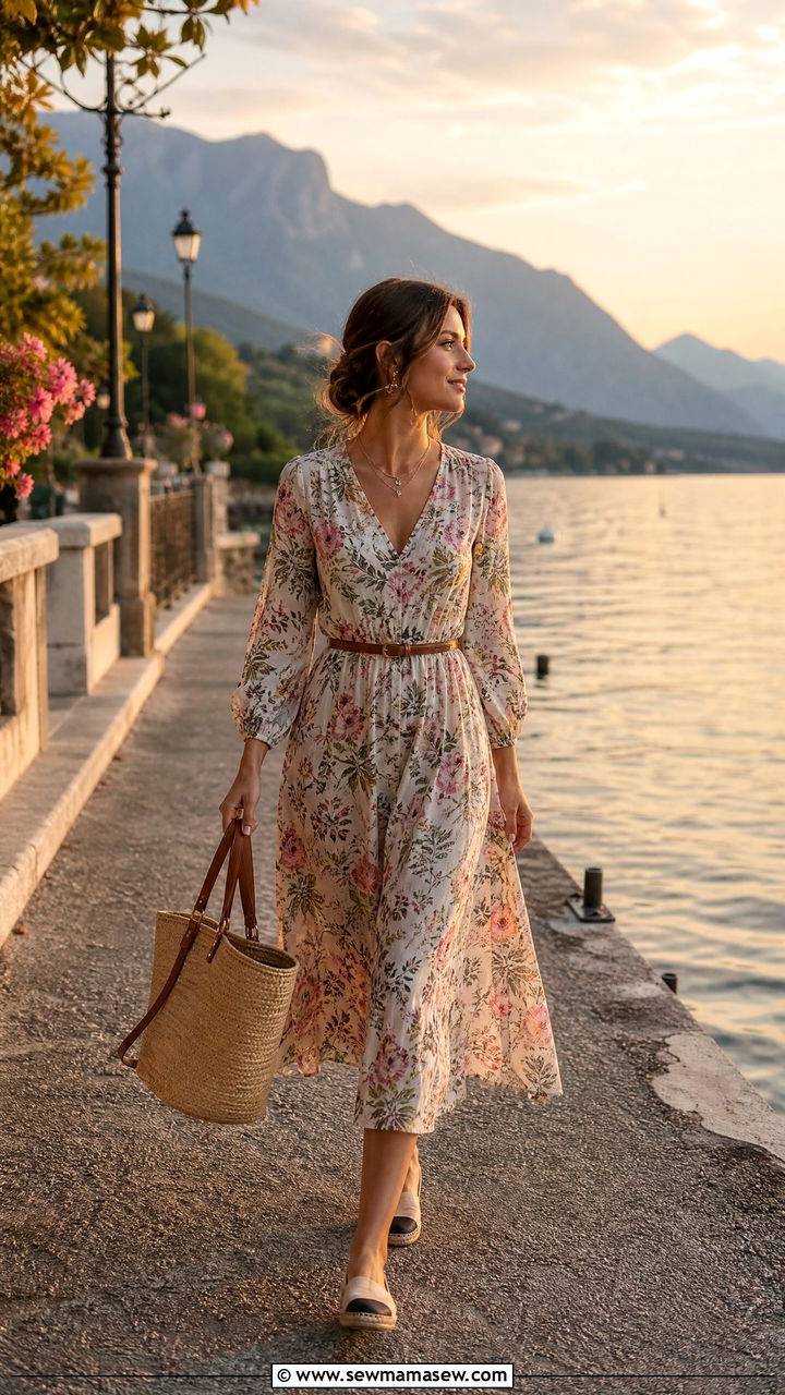 Floral Midi Dress Lake Outfit - 30 Summer lake outfits