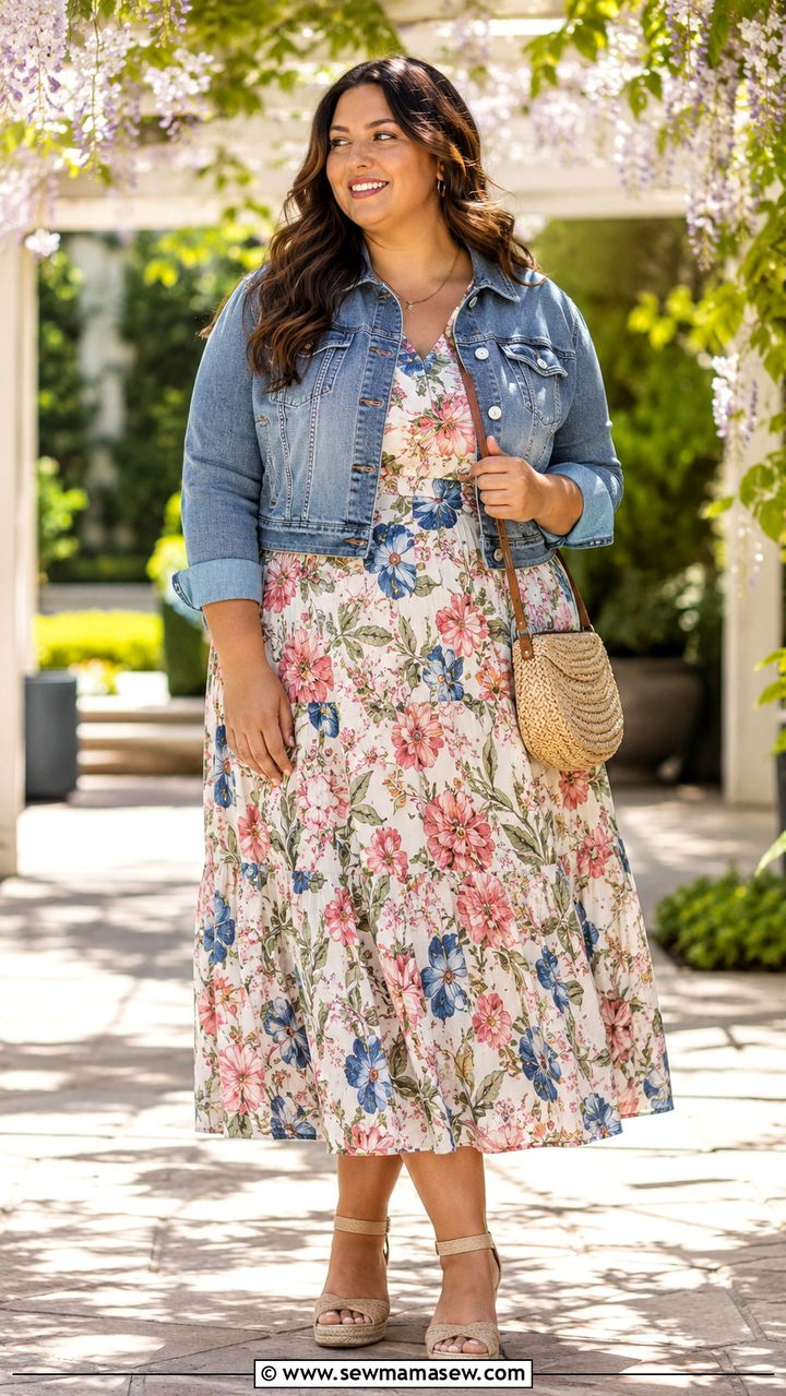 Floral Midi Dress Outfit - 20 Plus size from Walmart