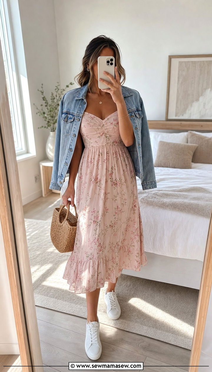 Floral Midi Dress Spring Outfit - 25 Spring outfit formulas
