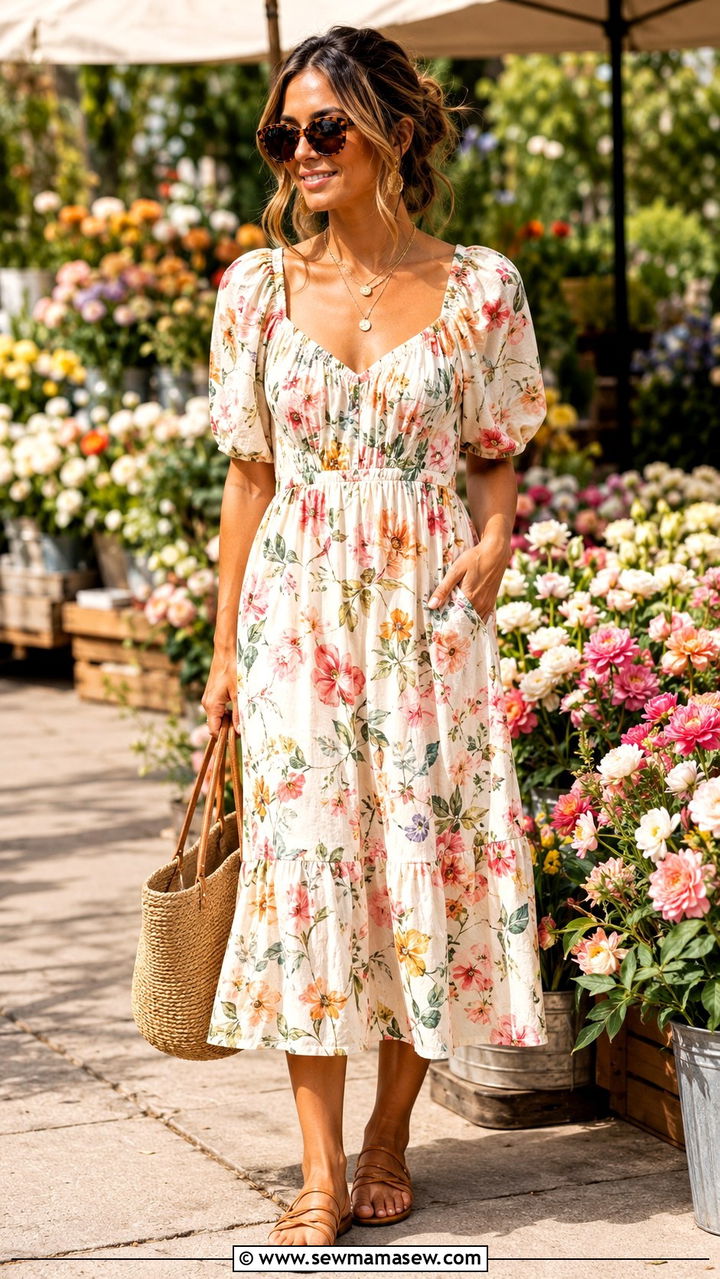 Floral Midi Dress Spring Outfit - 30 spring outfits 2026 women aesthetic