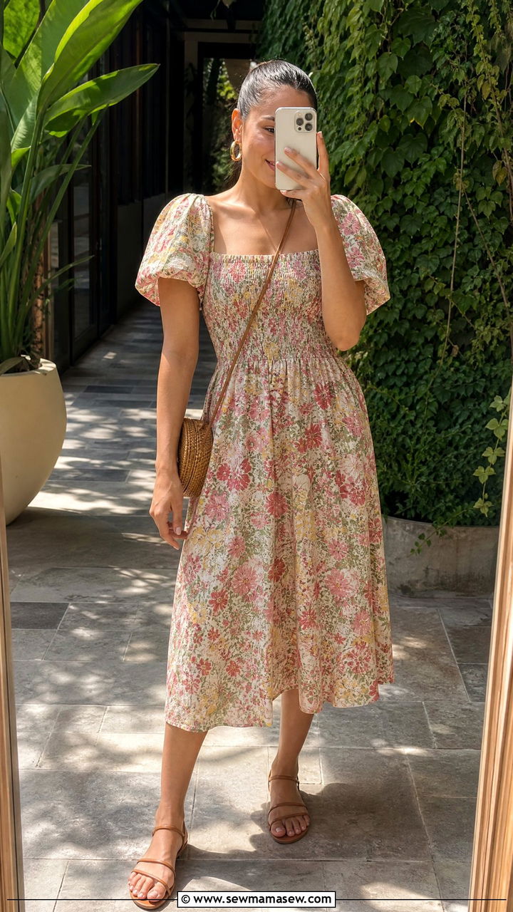Floral Midi Dress Summer Outfit - 30 Summer shopping outfits