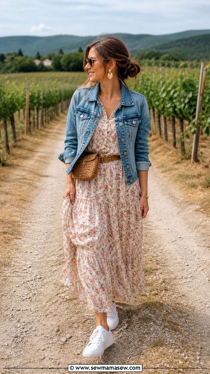 Floral Midi Dress Travel Outfit - 40 what to wear for travel