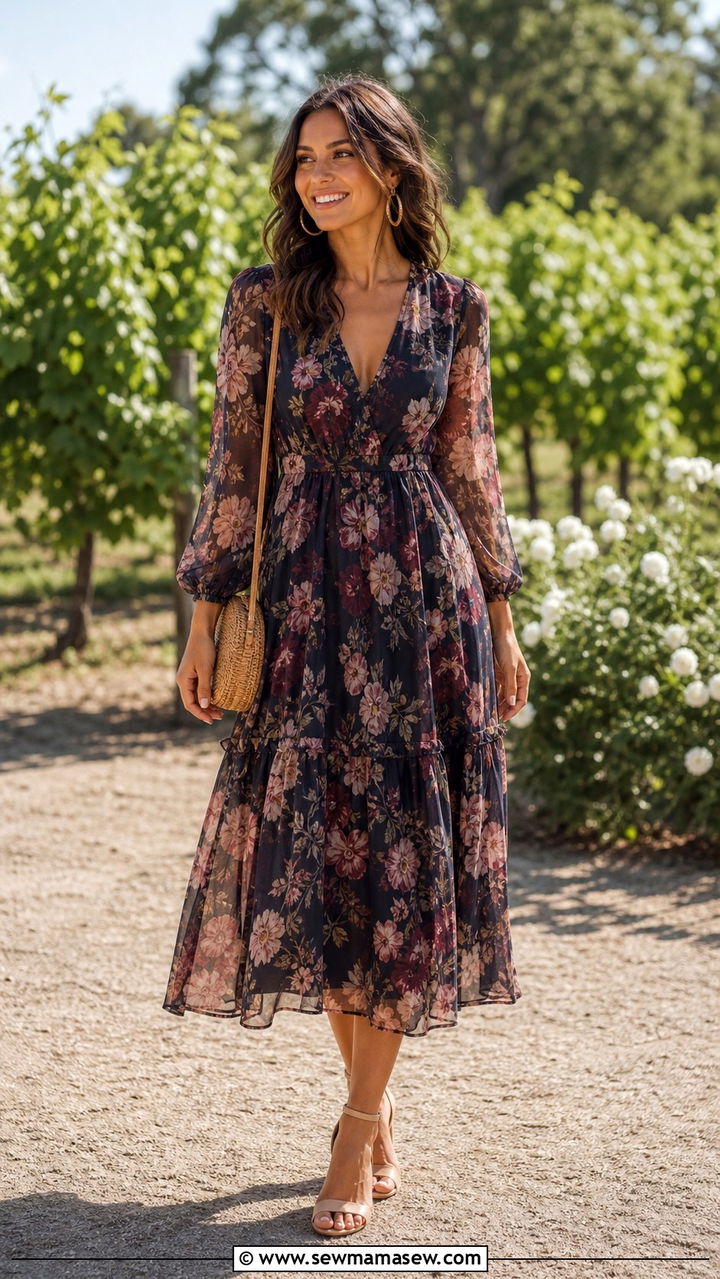 Floral Midi Dress Wedding Guest - 40 what to wear to a wedding guest