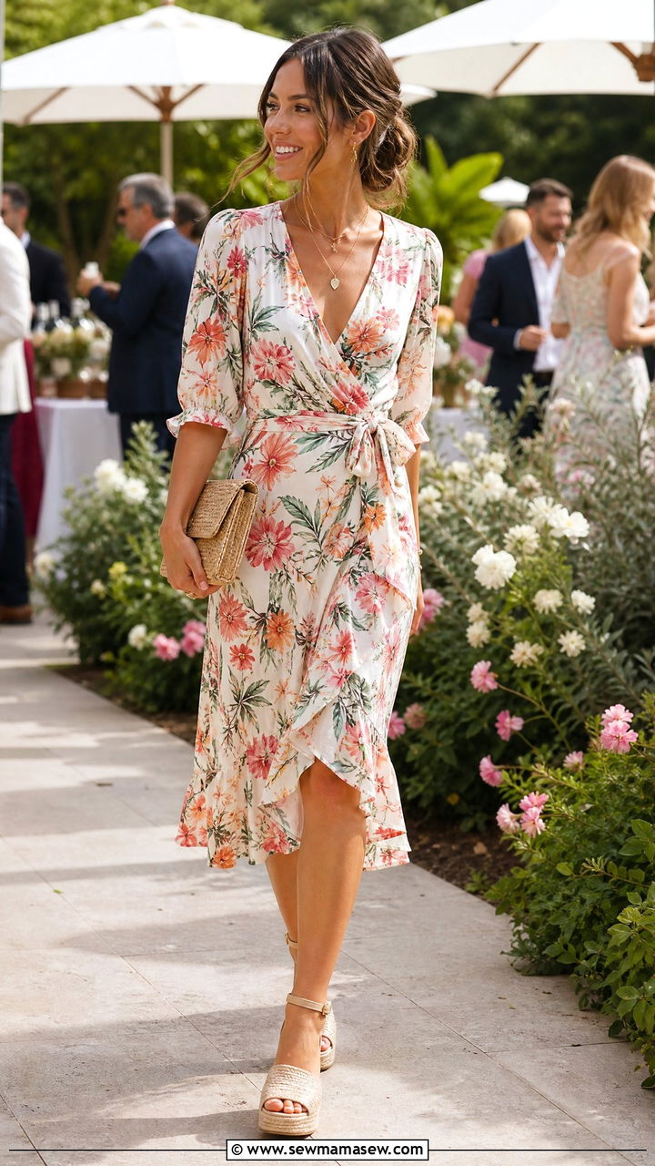 Floral Midi Dress With Espadrilles - 40 summer chic outfit ideas
