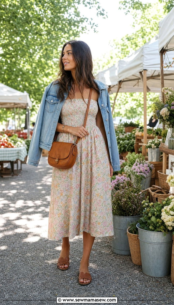 Floral Midi Dress With Flat Leather Sandals - 25 Effortless summer outfit ideas 2026