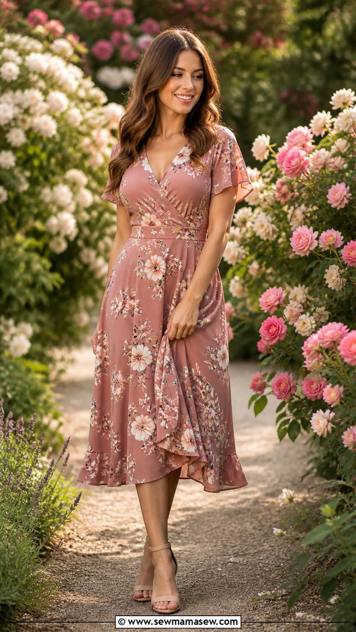 Floral Midi Dress and Ankle Strap Heels - 20 Author photo outfit ideas