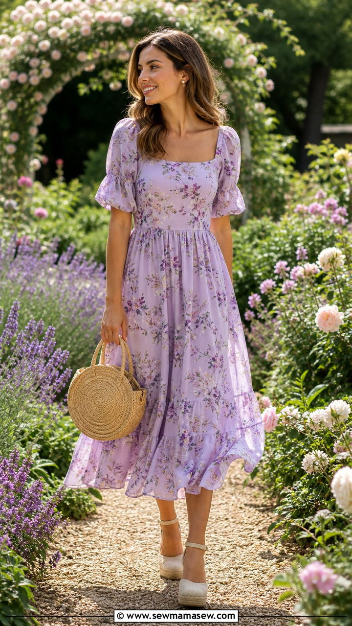 Floral Midi Dress and Espadrilles - 20 Alexandria outfit ideas