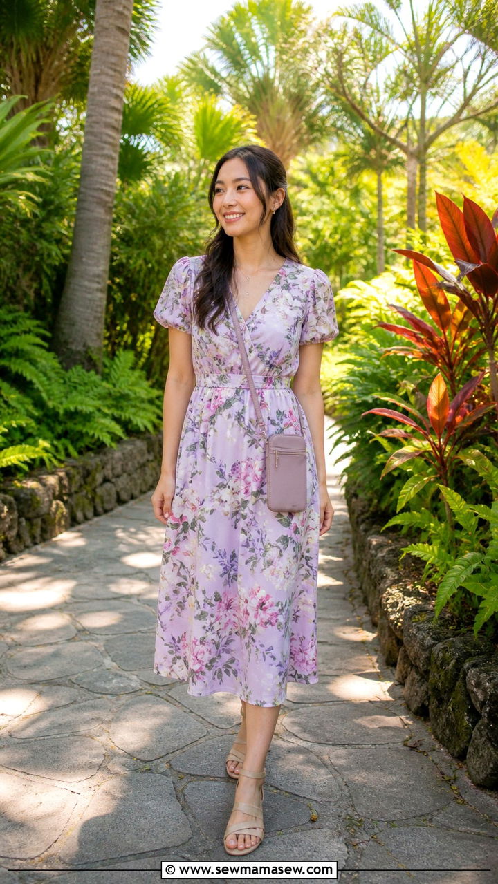 Floral Midi Dress for Botanical Garden Visits - 40 Hawaii outfit ideas
