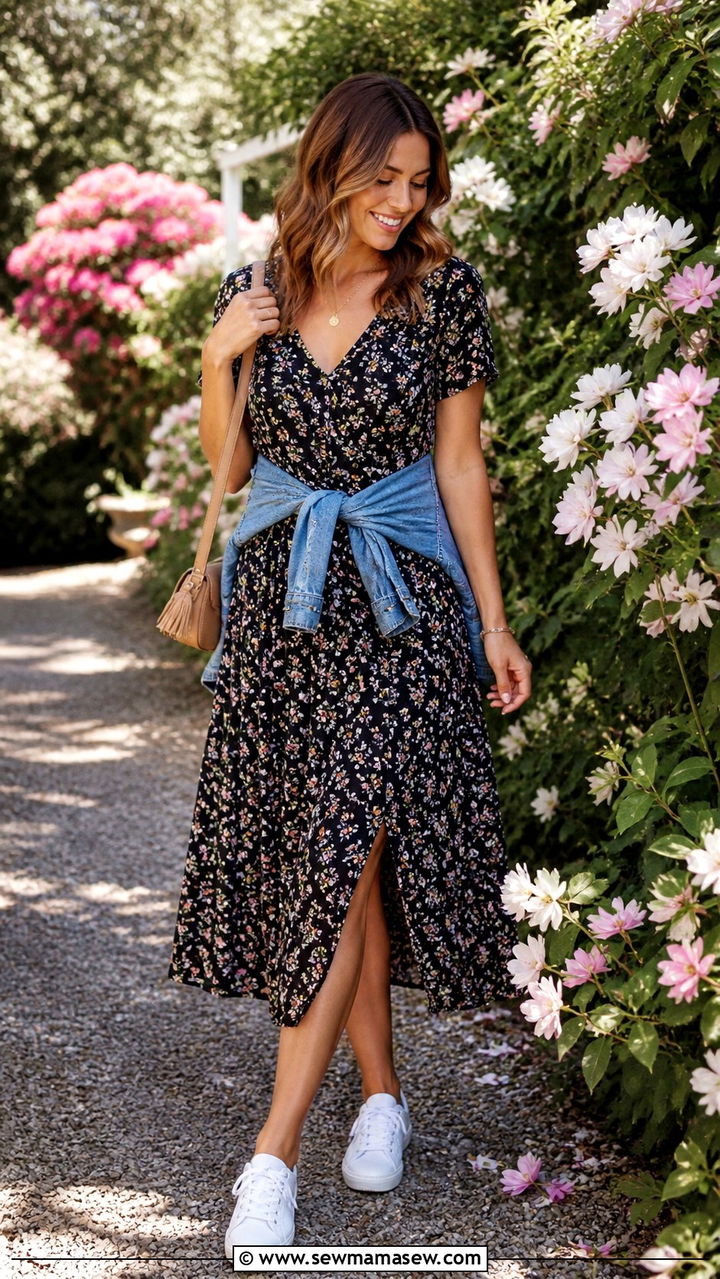 Floral Midi Dress with White Sneakers - 40 Los Angeles outfit ideas