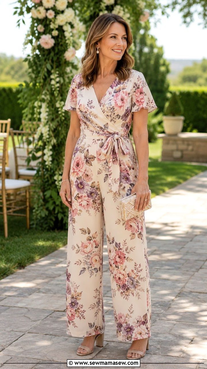 Floral Print Jumpsuit For Wedding Guest Over 40 - 30 jumpsuit outfits for women over 40