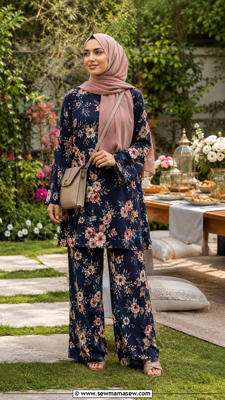 Floral Print Matching Set - 25 Ramadan matching set outfit ideas