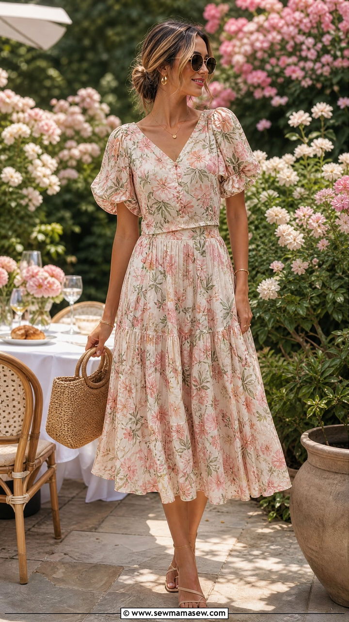 Floral Print Top and Skirt Set - 35 matching set outfits ideas