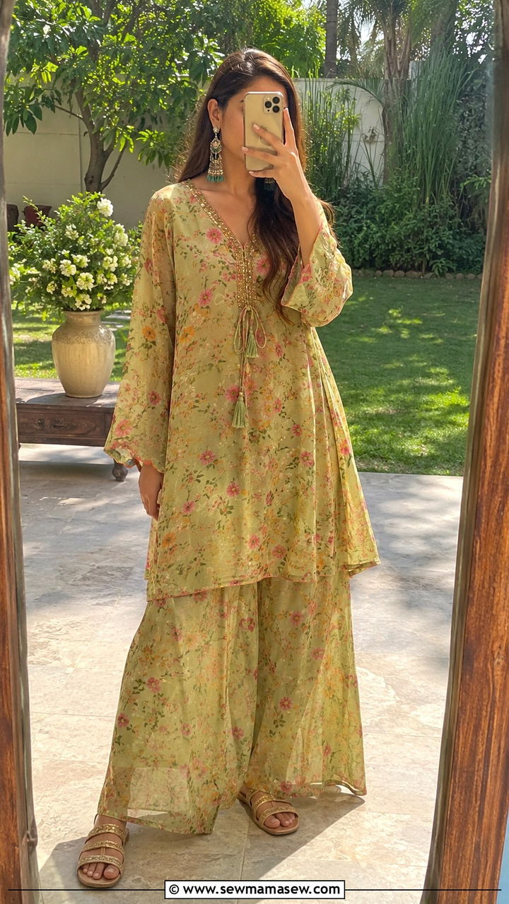 Floral Printed Georgette Co Ord Set - 25 Mehndi outfit ideas 2026