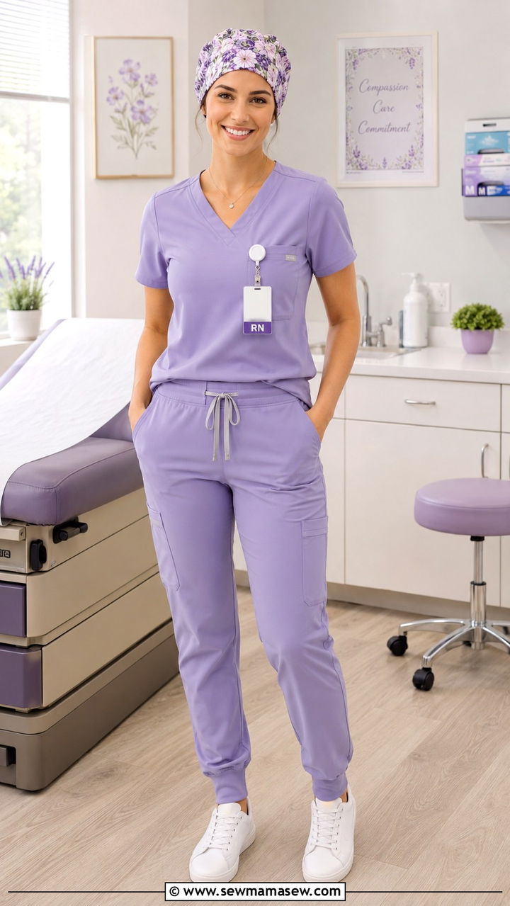 Floral Scrub Cap With Coordinated Scrubs - 30 Doctor outfit ideas