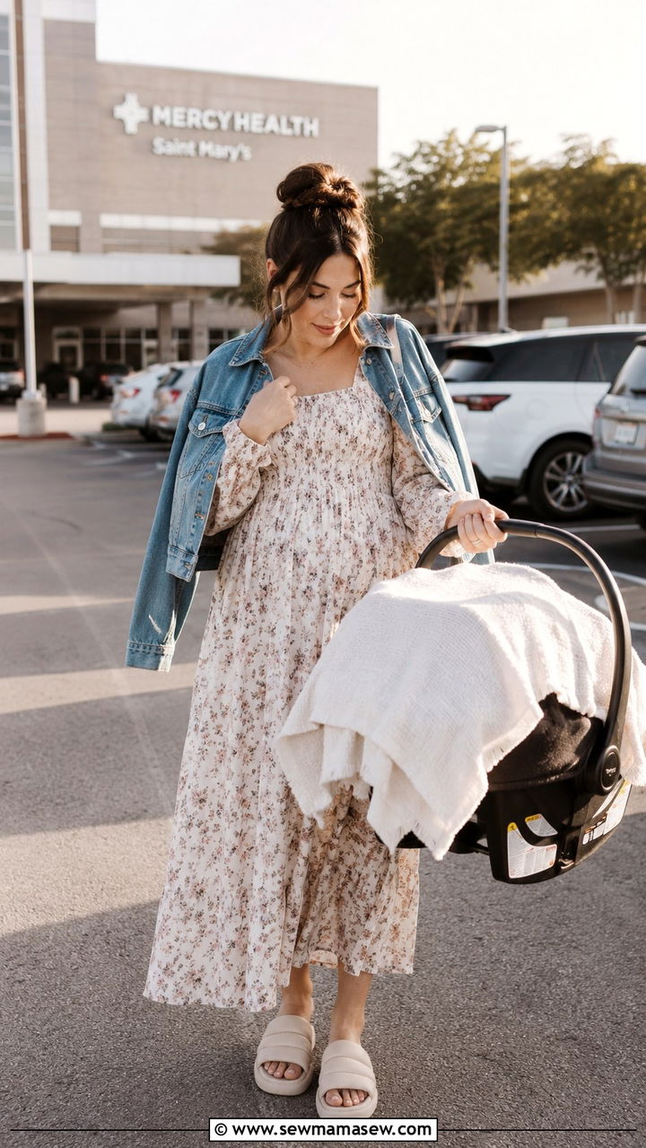 Floral Smock Dress Going Home From Hospital - 20 Maternity outfit ideas going home from hospital