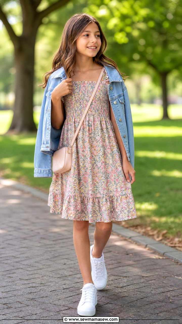 Floral Sundress With Sneakers Outfit - 30 Cute outfits for tweens