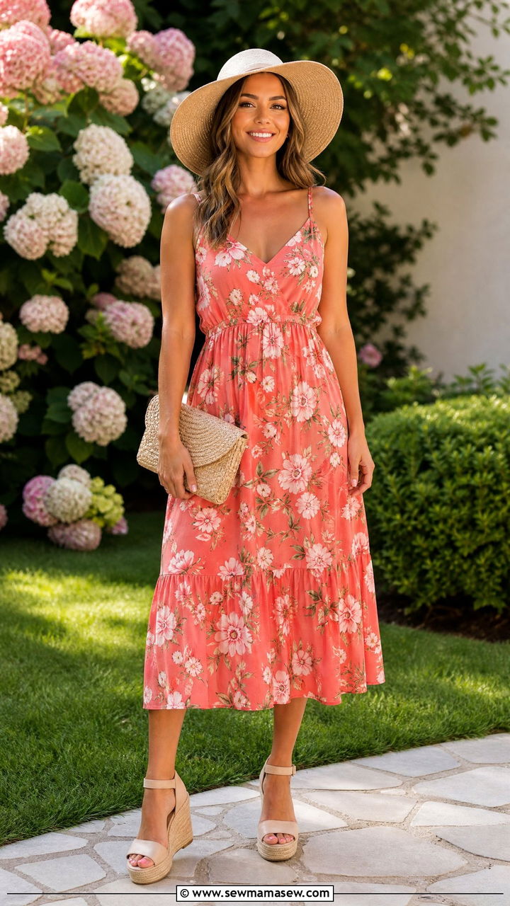 Floral Sundress with Espadrilles - 30 Family reunion outfit ideas summer