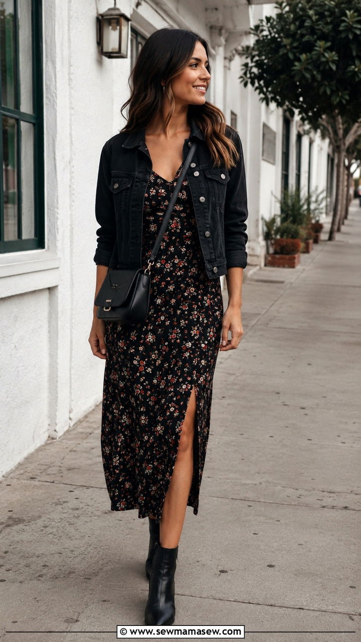 Floral Tank Dress with Ankle Boots - 30 casual tank dress outfits