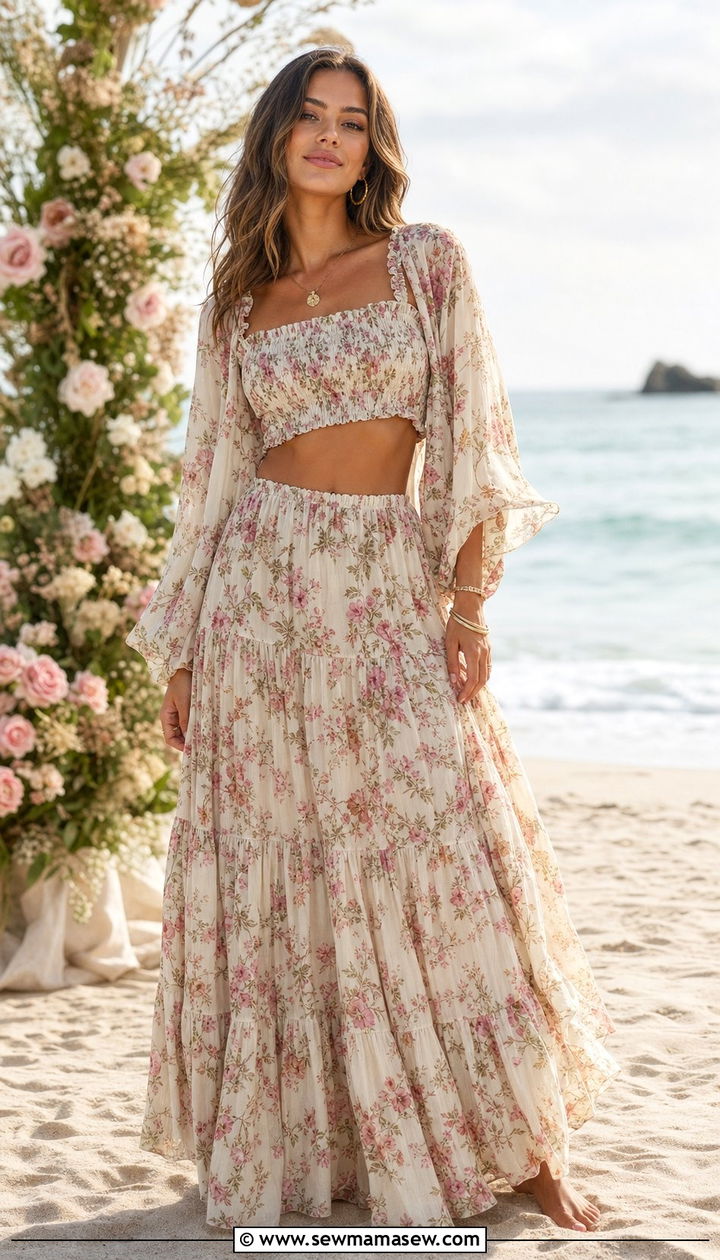 Floral Three Piece Set with Shrug - 25 Coord set outfit ideas floral summer