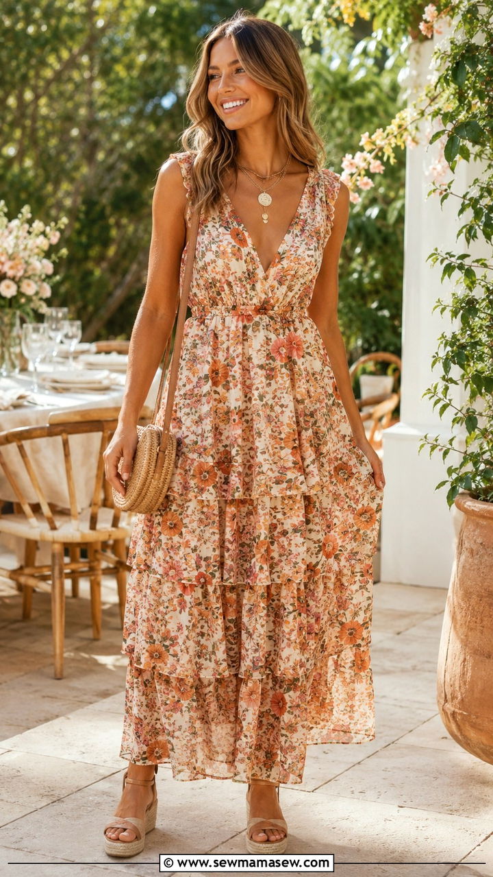 Floral Tiered Maxi Dress With Espadrilles Birthday Outfit - 25 birthday outfits 2026