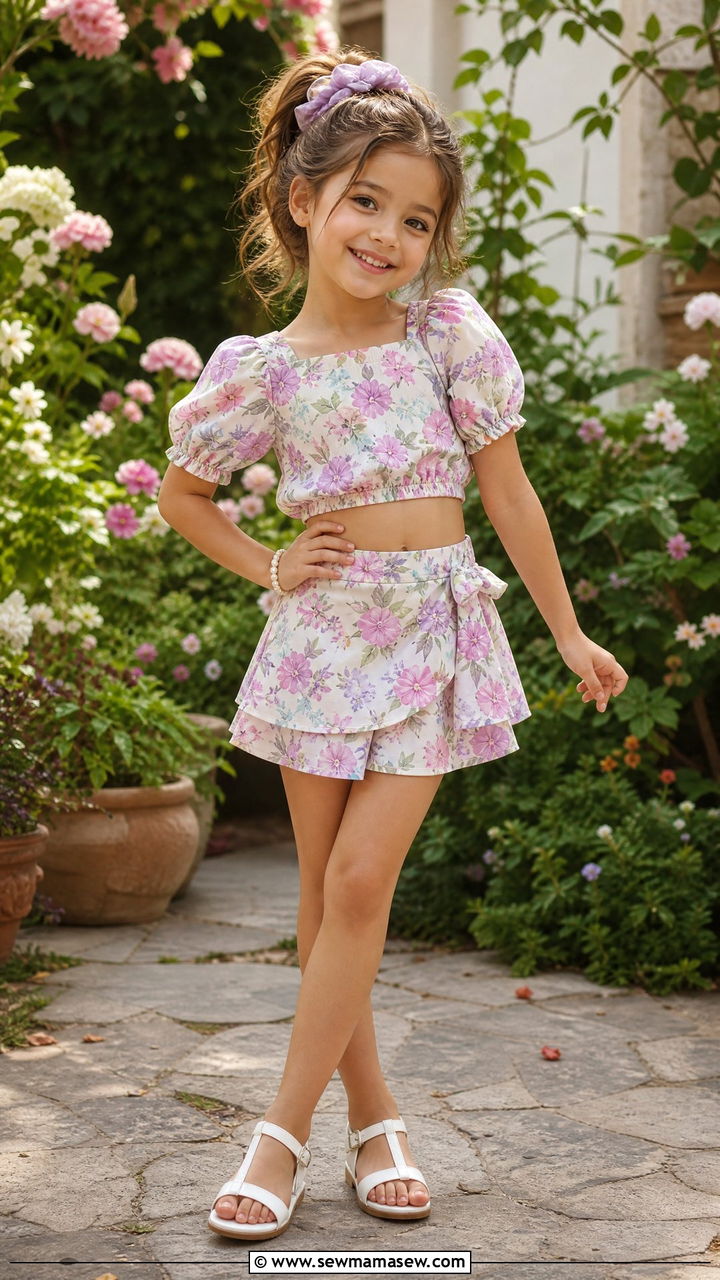 Floral Top with Skort Set - 30 Summer outfits for little girls