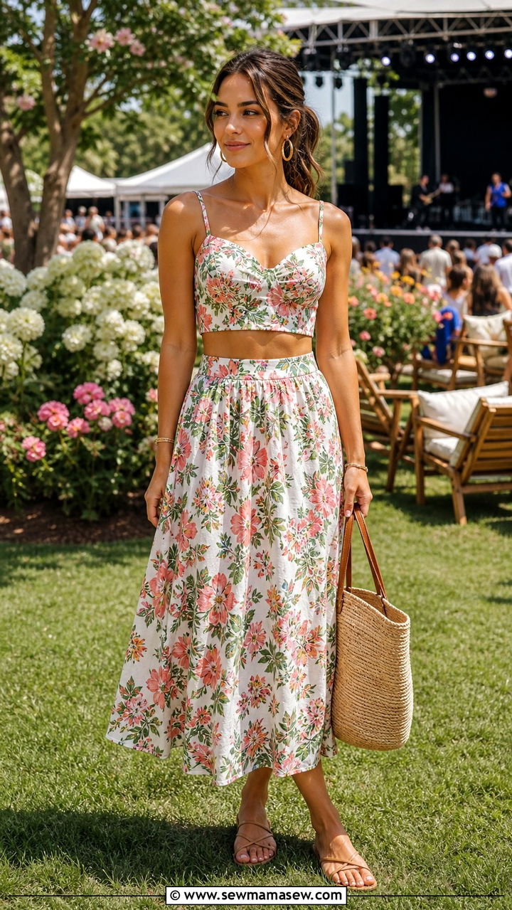 Floral Two Piece Set With Sandals - 40 Spring concert outfits