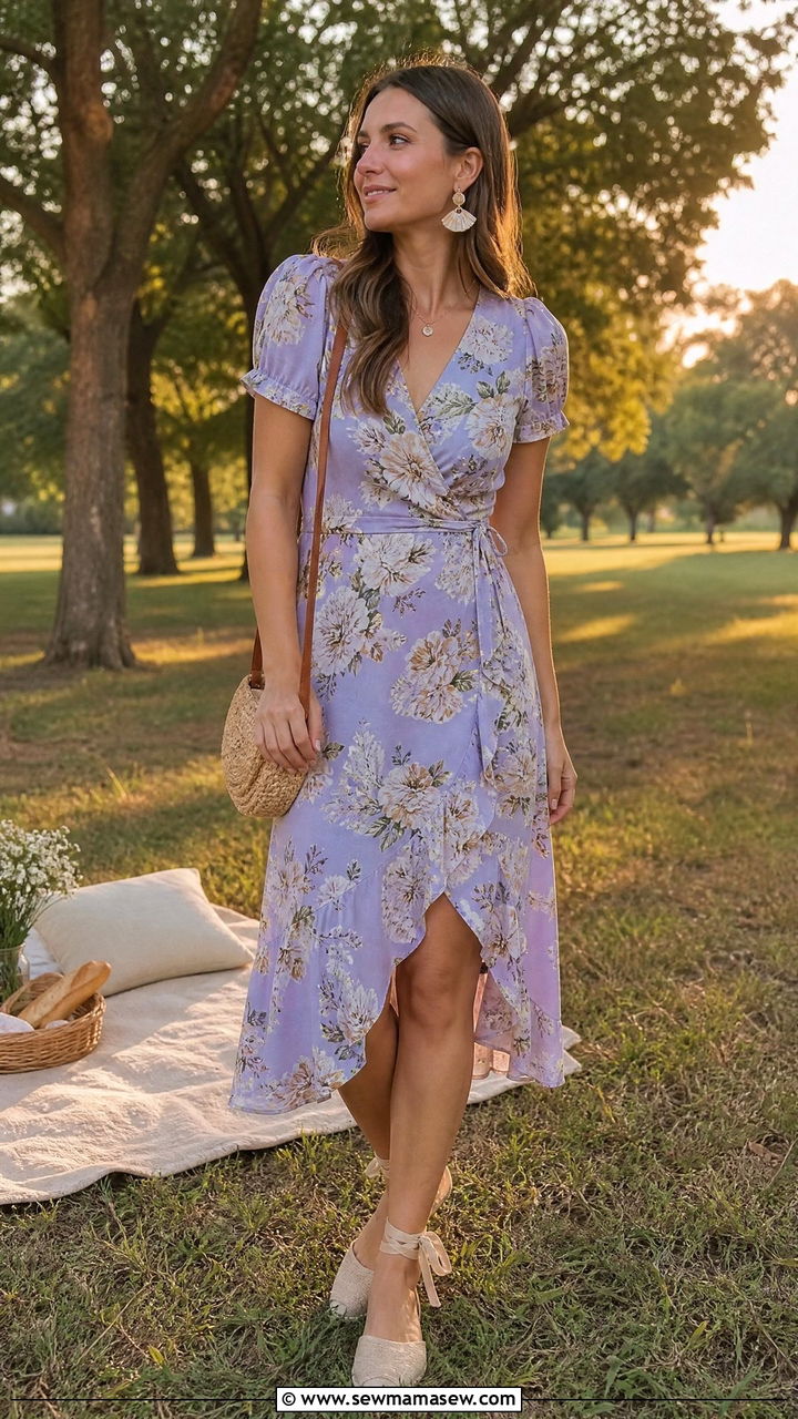 Floral Wrap Dress Summer French Date - 25 French girl outfit ideas for a date out