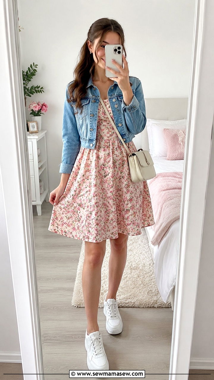 Floral dress with sneakers - 30 Spring outfits for high school
