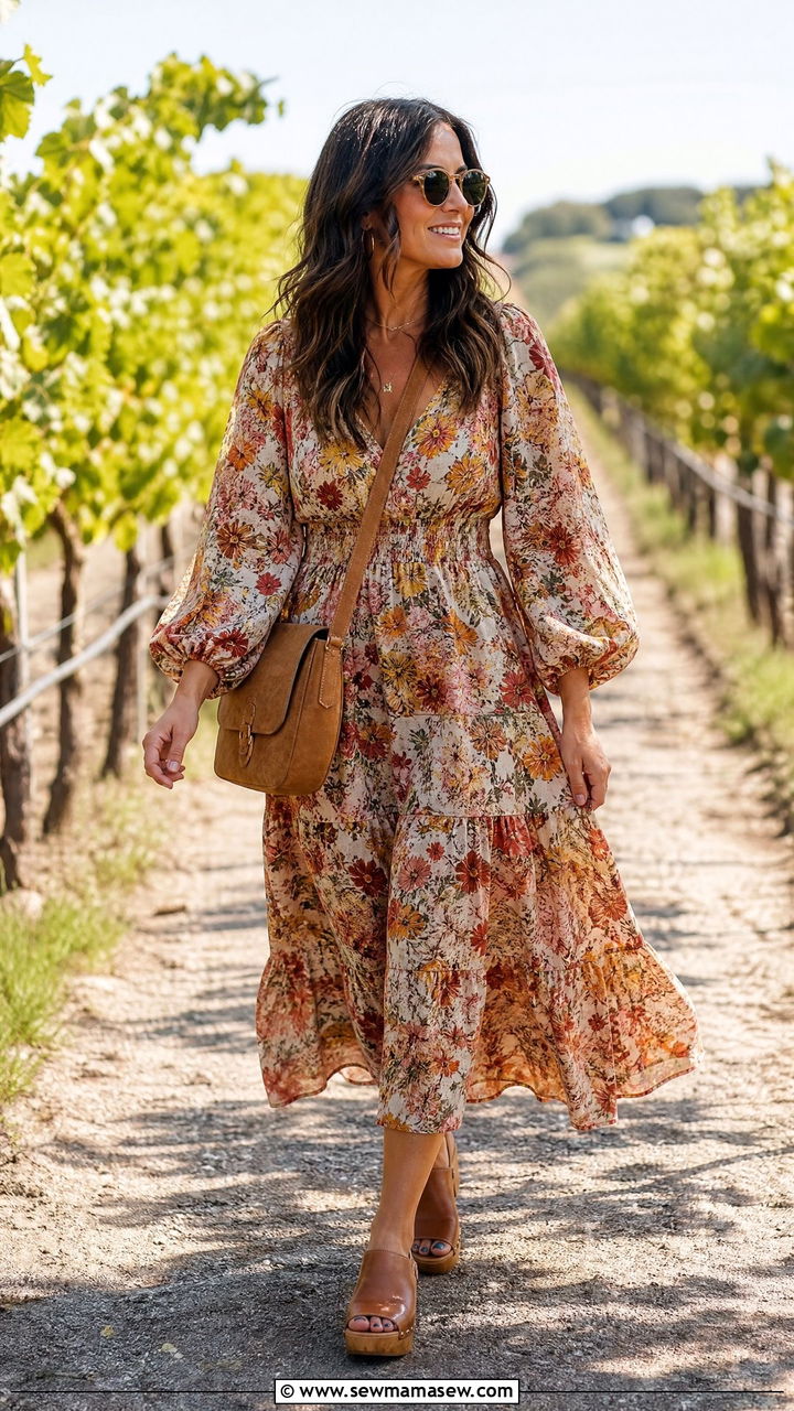 Floral dress with wooden clog wedges - 30 How to style wedges