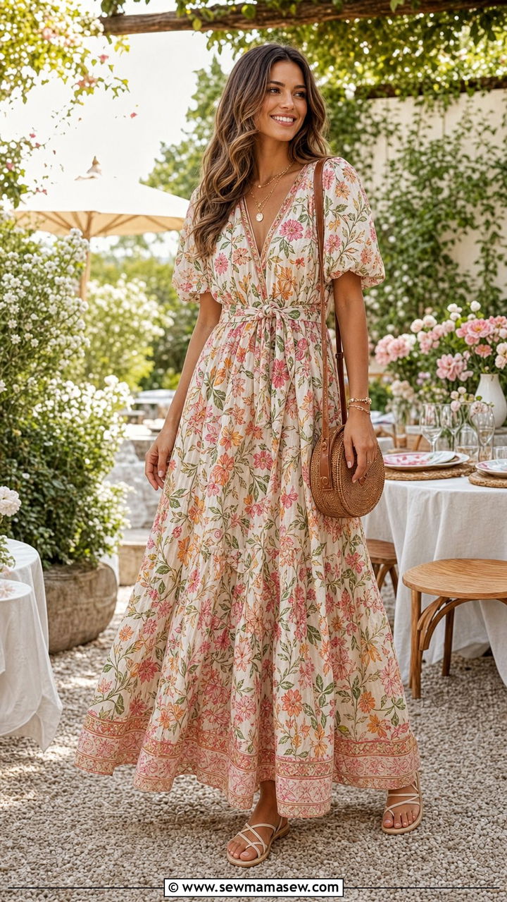 Floral maxi dress brunch look for tall women - 35 Brunch outfits for tall women