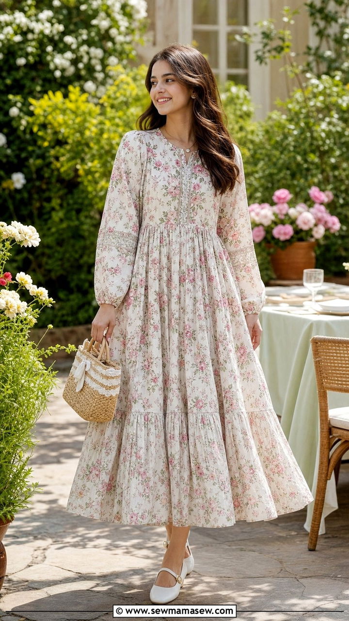 Floral maxi dress for Eid girls - 25 Eid outfit ideas for little girls