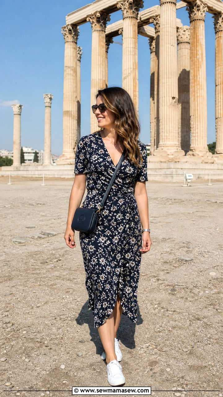 Floral midi dress for Athens sightseeing - 40 What to wear in Athens