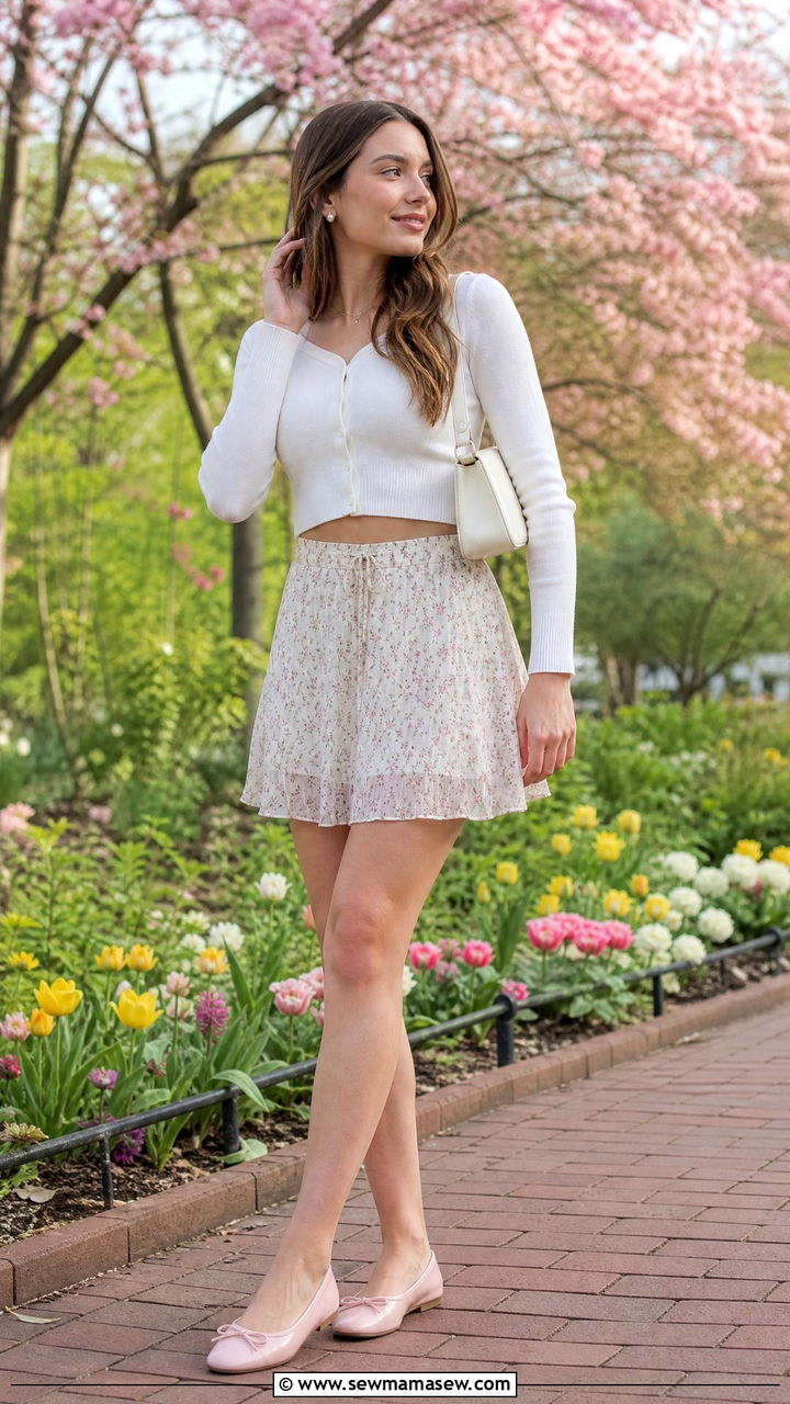 Floral mini skirt outfit spring - 25 Spring outfits with mini skirts