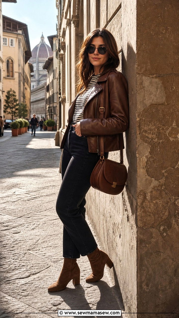 Florence fall outfit with leather jacket - 40 What to wear in Florence