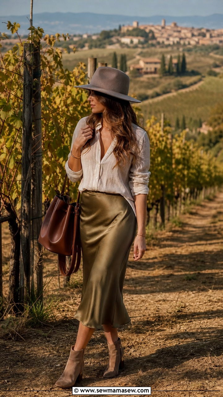 Florence wine tasting outfit with midi skirt - 40 What to wear in Florence
