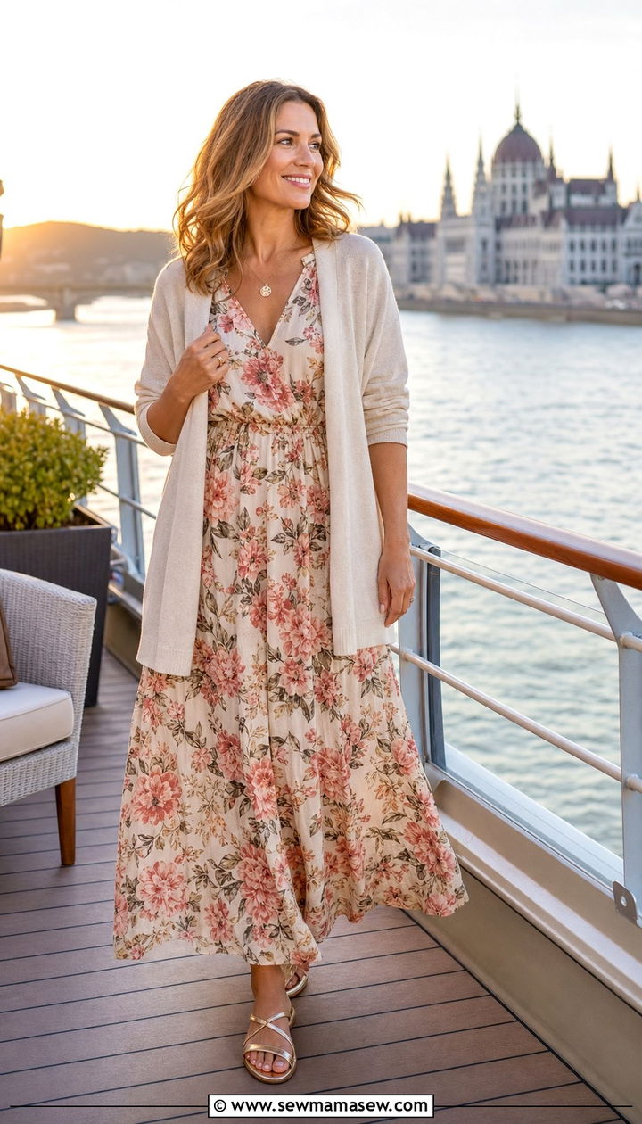 Flow Maxi Dress And Light Cardigan Danube Cruise - 25 Danube cruise outfit ideas