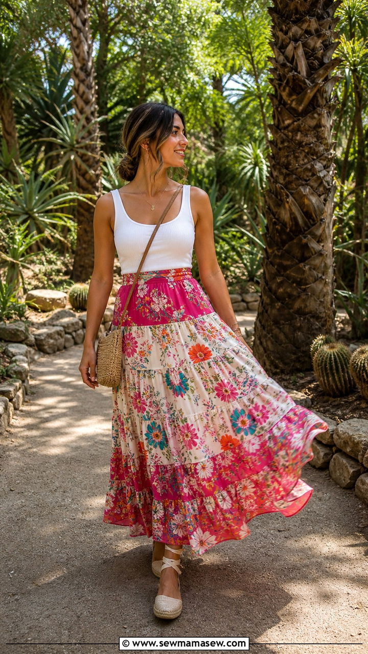 Flowing Skirt And Fitted Tank Top Mexico - 40 Mexico outfit ideas