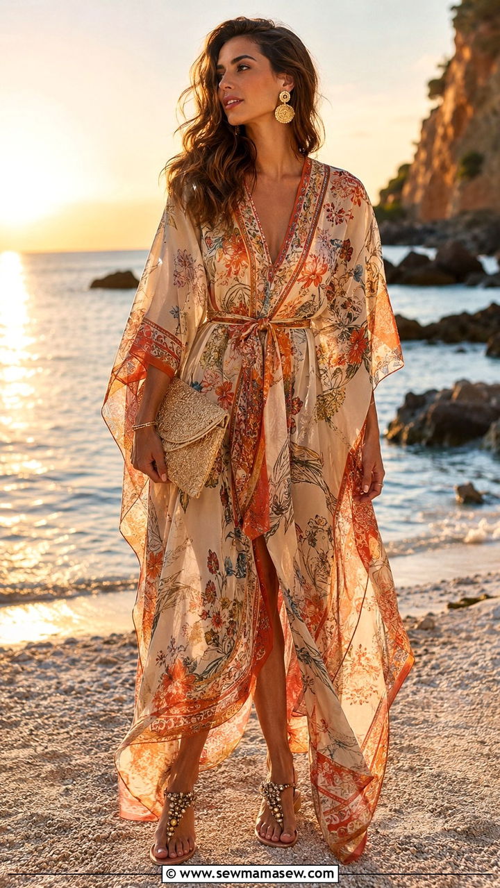 Flowy Kaftan With Flat Sandals Resort Outfit - 25 resort outfits Pinterest