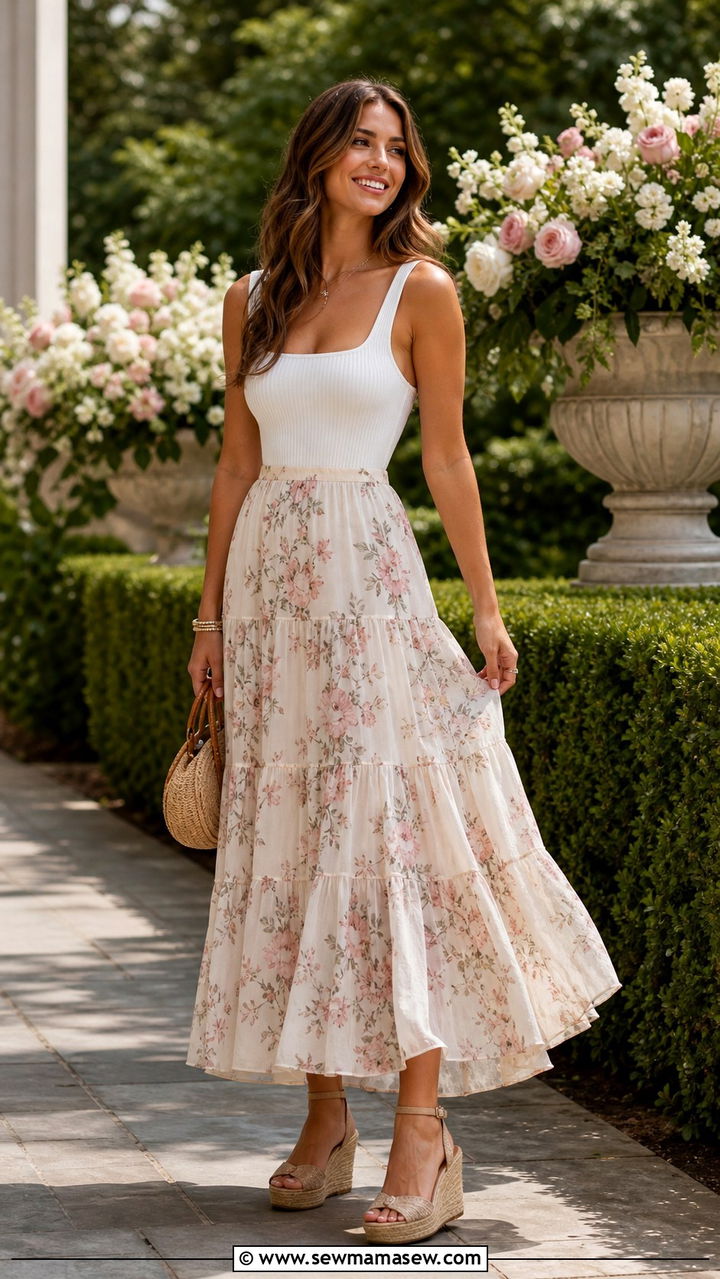 Flowy Kimono Wrap Dress with Espadrille Wedges - 40 Mother's Day brunch outfit ideas 2026