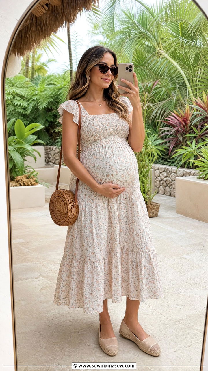 Flowy Maternity Sundress for Resort Vacation - 30 Maternity vacation outfits
