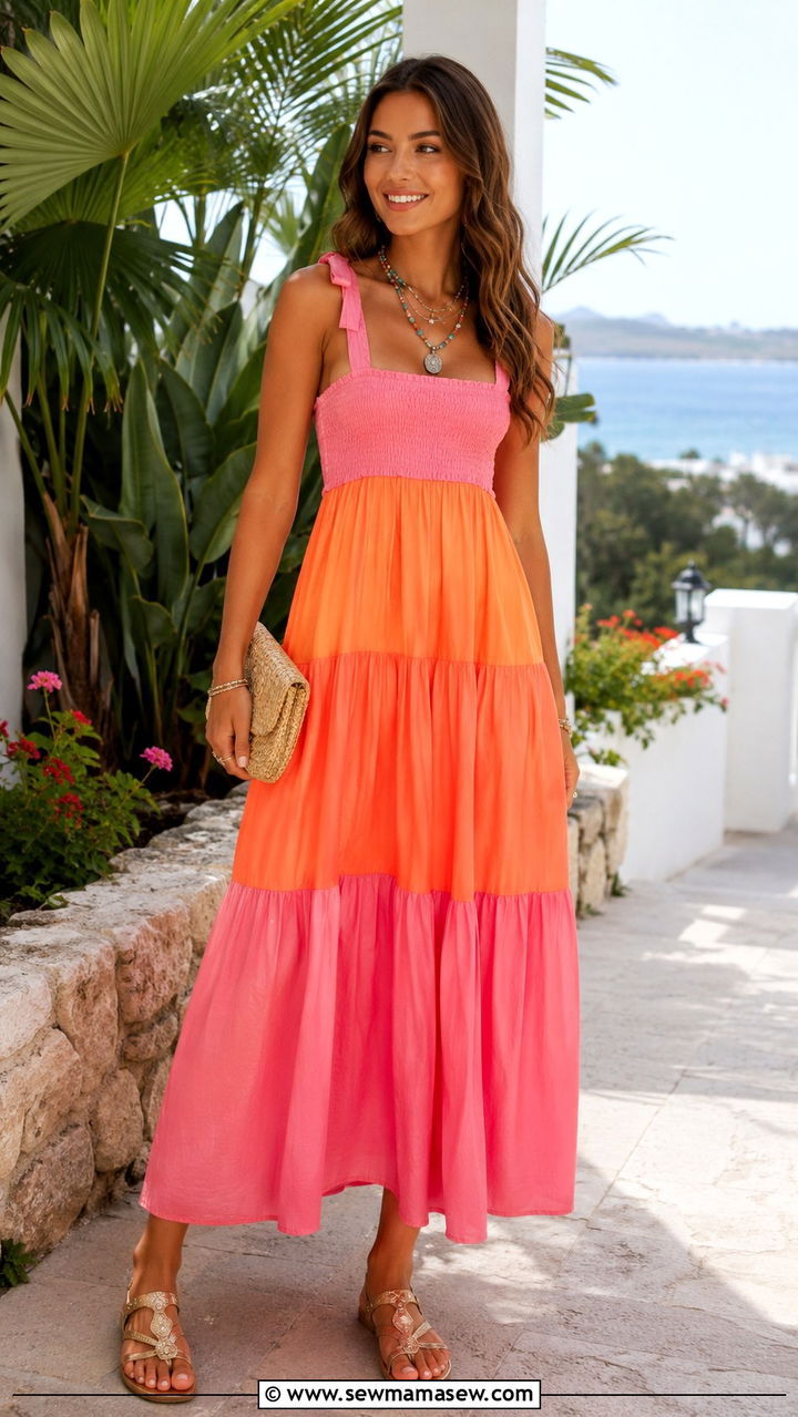 Flowy Maxi Dress And Flat Sandals Travel Outfit - 25 seasonal travel outfit ideas