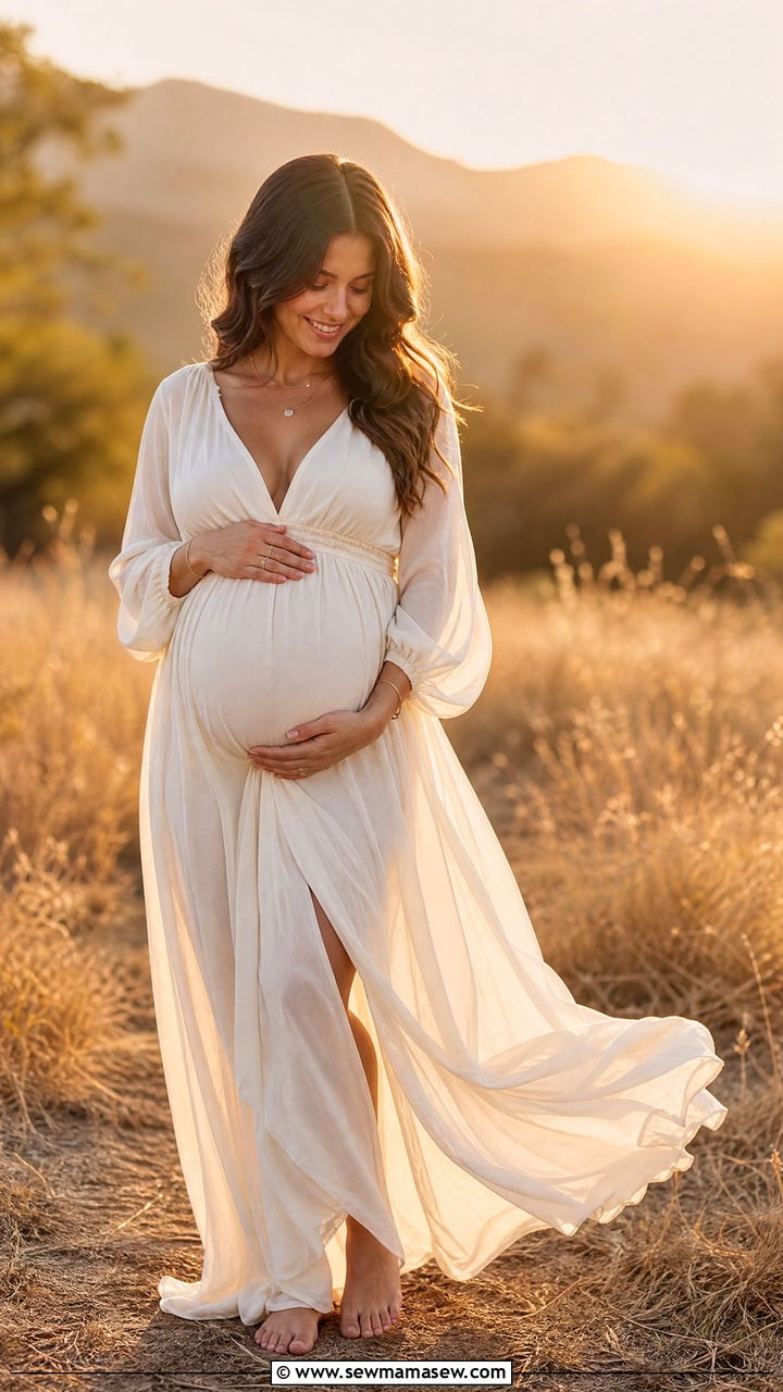 Flowy Maxi Dress Maternity Photoshoot Outfit - 30 Maternity photoshoot outfit ideas