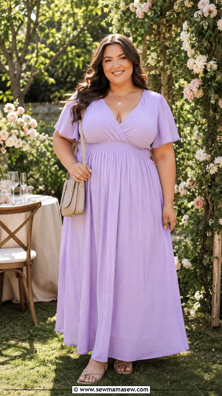Flowy Maxi Dress With Flat Sandals - 30 Plus size outfit ideas for baby shower