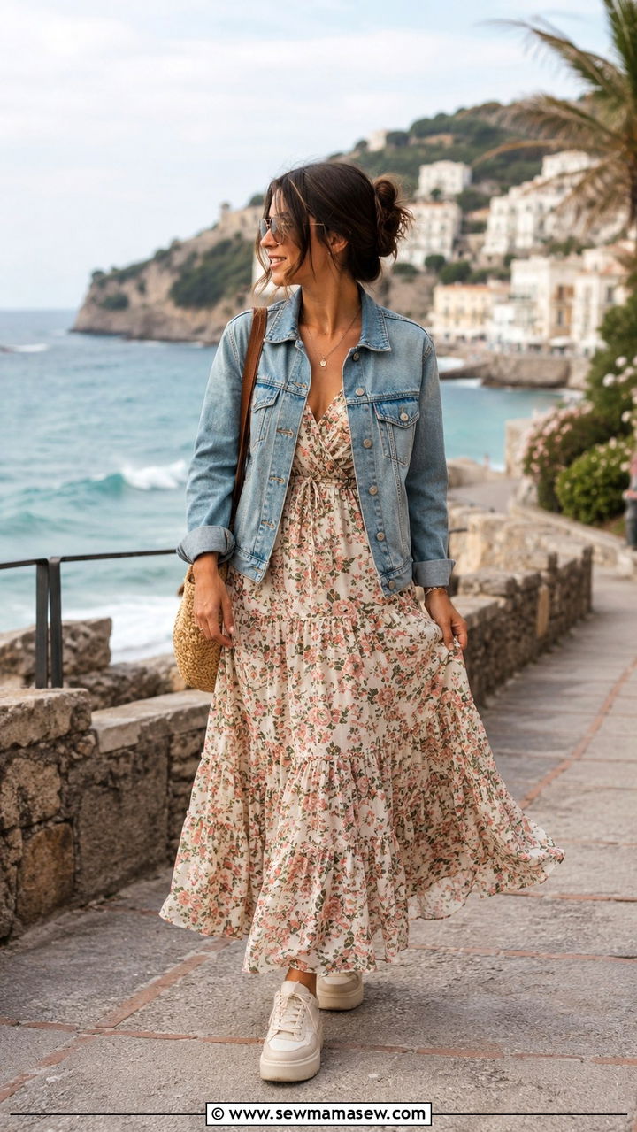 Flowy Maxi Dress With Platform Sneakers - 30 sneaker outfits
