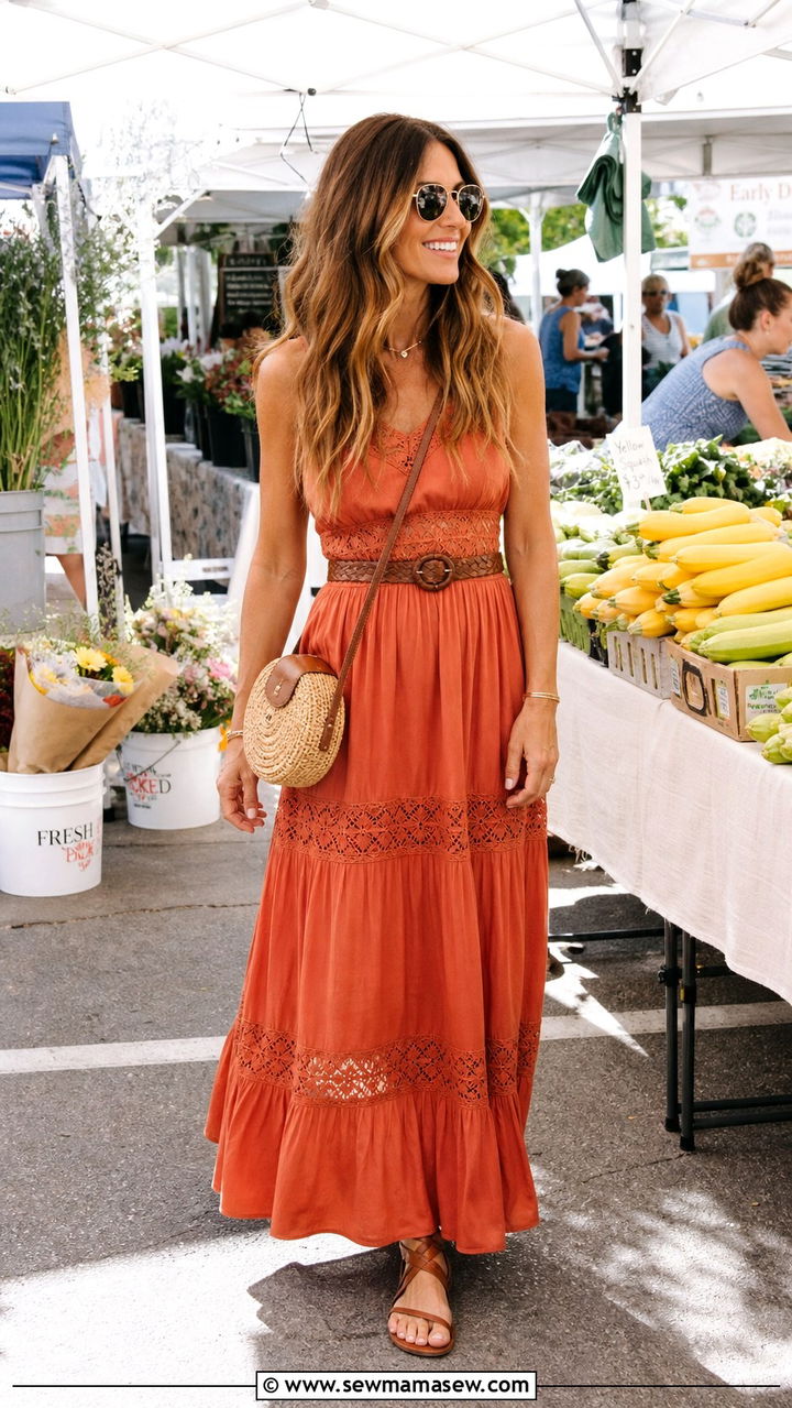 Flowy Maxi Dress With Sandals Boho Chic Outfit - 40 boho chic outfit ideas