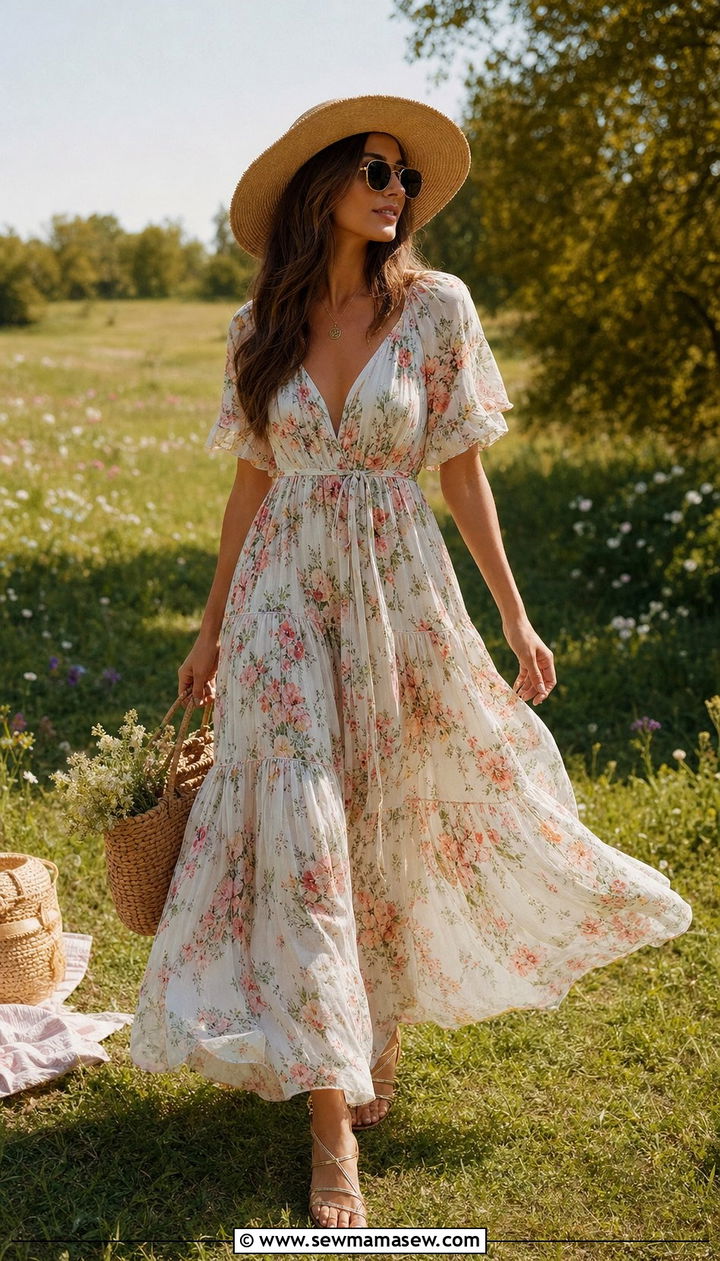 Flowy Maxi Dress and Flat Sandals Spring Outfit - 25 Effortless spring outfit ideas 2026
